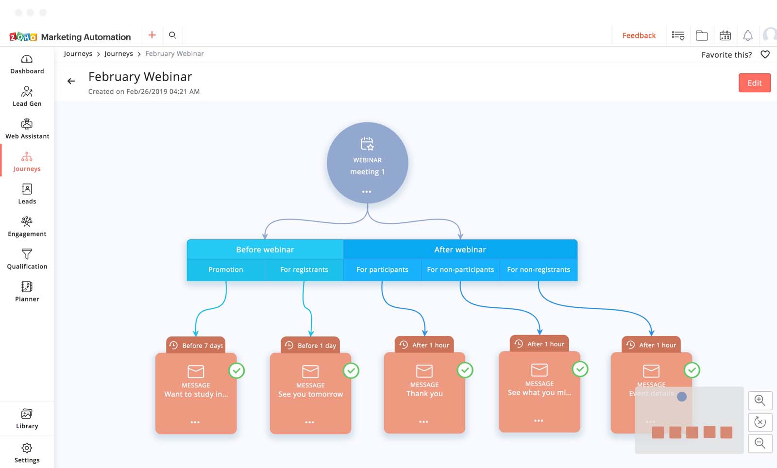 Screen shot of Zoho Marketing Automation software.